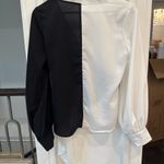 Glam  Black & White Colorblock Wrap Blouse | Small Photo 3