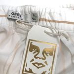 Obey NWT  Amalfi Trouser Flowing White Pants with Peach Striped Print & Belt Photo 5