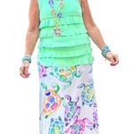 Cathy's Resortwear Women's Maxi Skirt with Colorful Sea Turtle Print (M) White Size M Photo 0