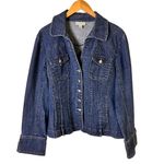 Dressbarn XL Fitted Denim Jean Jacket Womens Button Front Long Sleeve Blue Photo 3