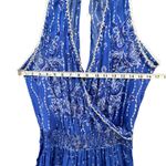 Poupette St. Barth Jena Jumpsuit Small Blue Floral Batik Satin Tropical Boho NEW Photo 7