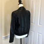 Free People Black Faux Leather Jacket w Floral Lining Sz Small Photo 7