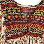 Umgee Mini Dress Free Spirit Cream red Balloon Sleeve Tunic Boho Retro Women S Photo 3