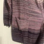 Style & Co . Dark Grape Combo Marled-Knit Hooded Open Front Cardigan Photo 2