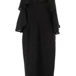 JAY GODFREY Black Flutter Chiffon Overlay Cold Shoulder Naomi Gown Dress Size 2 Photo 0