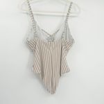 Dippin' Daisy's Womens Bliss Neutral Striped One Piece Swimsuit Size XL Tan White Photo 6