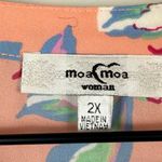 Moa Moa Top Women 2X Peach Floral V-Neck Long Sleeve Blouse Cottage Crochet Trim Photo 4