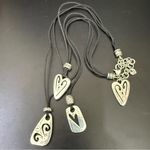 Brighton Retired Brazilian Multi Cord Triple Heart Pendant Necklace Photo 3