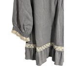Comme Toi Anthropology Peasant Blouse Womens L Blue Linen Lace Trim 3/4 Sleeve Size L Photo 3
