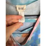 BIB! Women's Short Sleeve V Neck Tie Dye T Shirt Casual Top Blue Photo 2