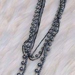 Pewter toned mixed media long statement necklace Photo 0