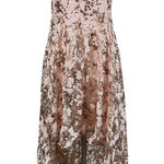 Eliza J  Women's Sequined Lace High Low Backless Gown Pink Size 8 Short Sleeve Photo 0