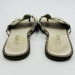 Brighton  Ivory Leather Slides Sandals Metallic Braiding Sz 7.5 Flats Olive Beach Photo 6