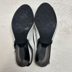 Franco Sarto  Slingback Peep Toe Heels White Black Leather Buckle Strap 7.5M Photo 3