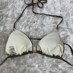 PilyQ Gray Brown Taupe Triangle Bikini Top Gold Accent Sz Small Photo 2