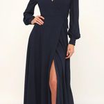 Lulus Navy Blue Wrap Dress Photo 0