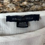 American Eagle  Ivory Eyelet Crochet Boho Peasant Top Women’s Medium Sheer Ruffle Photo 9