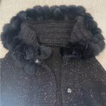 Women's Black Long Knitwear With Faux Fur Collar (4 Photo 2