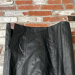 Firenze Santa Barbara Vintage Black Leather Midi High Waisted Skirt Size 12 Photo 2