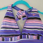 Nike  Pink and Purple Striped Halter Tankini Top Photo 1
