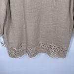 Charter Club Coastal Grandmother Top Womens PS Tan Luxury Linen Crochet Trim NEW Photo 8
