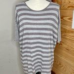 LuLaRoe Oversized Grey Striped Drop Shoulder Irma Tunic Top Shirt XXS Photo 0
