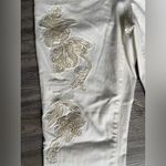 Chico's White Ankle Jeans with Gold Embroidery Photo 7