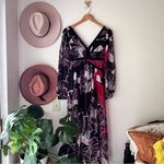 Anthropologie Let Me Be Floral Midi Dress Bold Print Purple Black SIZE MEDIUM Photo 12