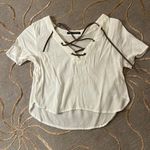 Brandy Melville  | White Blouse Deep V Neck One Size Photo 0