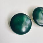 None Emerald Green Round Button Earrings Photo 1