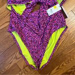 BCBGeneration NEW One-Piece Swim Suit Animal Print Cut-Out Reversible Purple XL Photo 2