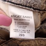 Angry Rabbit Design Print Raw Hem Flare Leg Denim Color Jeans size 29/9 Photo 7