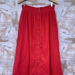 Mille resort and travel coral smocked waist button front midi skirt size medium Red Photo 0