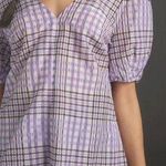 Anthropologie Mare Mare lilac and white plaid short sleeve tunic top. Size M Photo 0