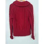 LL Bean Signature Chunky Knit Fisherman Shawl Collar Cardigan Sweater Medium Red Photo 3
