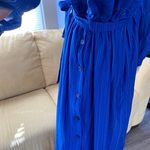 Vintage 90s NOS Sheer Pinstriped Secretary Day Dress S/M Blue Size M Photo 4