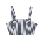 ZARA NEW Striped Denim Crop Top Blue & White Sleeveless Square Neck Size Medium Photo 1