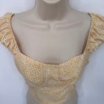 SheIn Milkmaid Country Cottagecore Crop Top XS Yellow Polyester Floral Print Photo 1