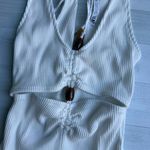 ZARA  White Ribbed Cut Out Bodysuit Size S Photo 2
