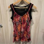 Cute Y2K fairy whimsigoth swirl stretchy 2 in 1 look mesh sleeveless top paisley Black Size M Photo 4