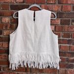 Mud Pie  womens River Fringe tweed sleeveless top office preppy white L Photo 2