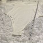 Socialite  Lace Trim Long Sleeve Rib Bodysuit in Ivory White Medium Photo 3