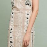 Anthropologie Maeve Embroidered Art Deco Beige Lace Trim Slip Dress Medium Photo 1