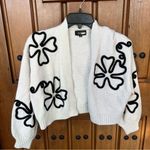 SAACHI Cropped Flower Squiggle Cardigan from Anthropologie Size Small White Photo 4