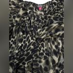 Vince Camuto  Off Shoulder Leopard Poet Sleeve Green Top Size Large Chic Business Photo 2