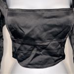 ZARA Satin Corset Lace Up Back Long Sleeve Crop Top Size S Photo 8