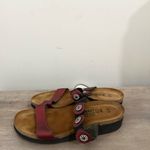 Naot Marissa Slides Sandals Flame Red Maroon Shimmer Leather Womens 41/10 Photo 2