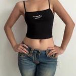 Bershka Black Slogan Ribbed Cami Photo 0