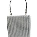 Badgley Mischka  Silver Rhinestone Studded Gemstone Bridal Hard Satchel Handbag Photo 2