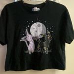 Pokémon Pokemon Womens Black Crop Top Tee T Shirt M Medium Espeon Umbreon Celestial Moon Photo 0